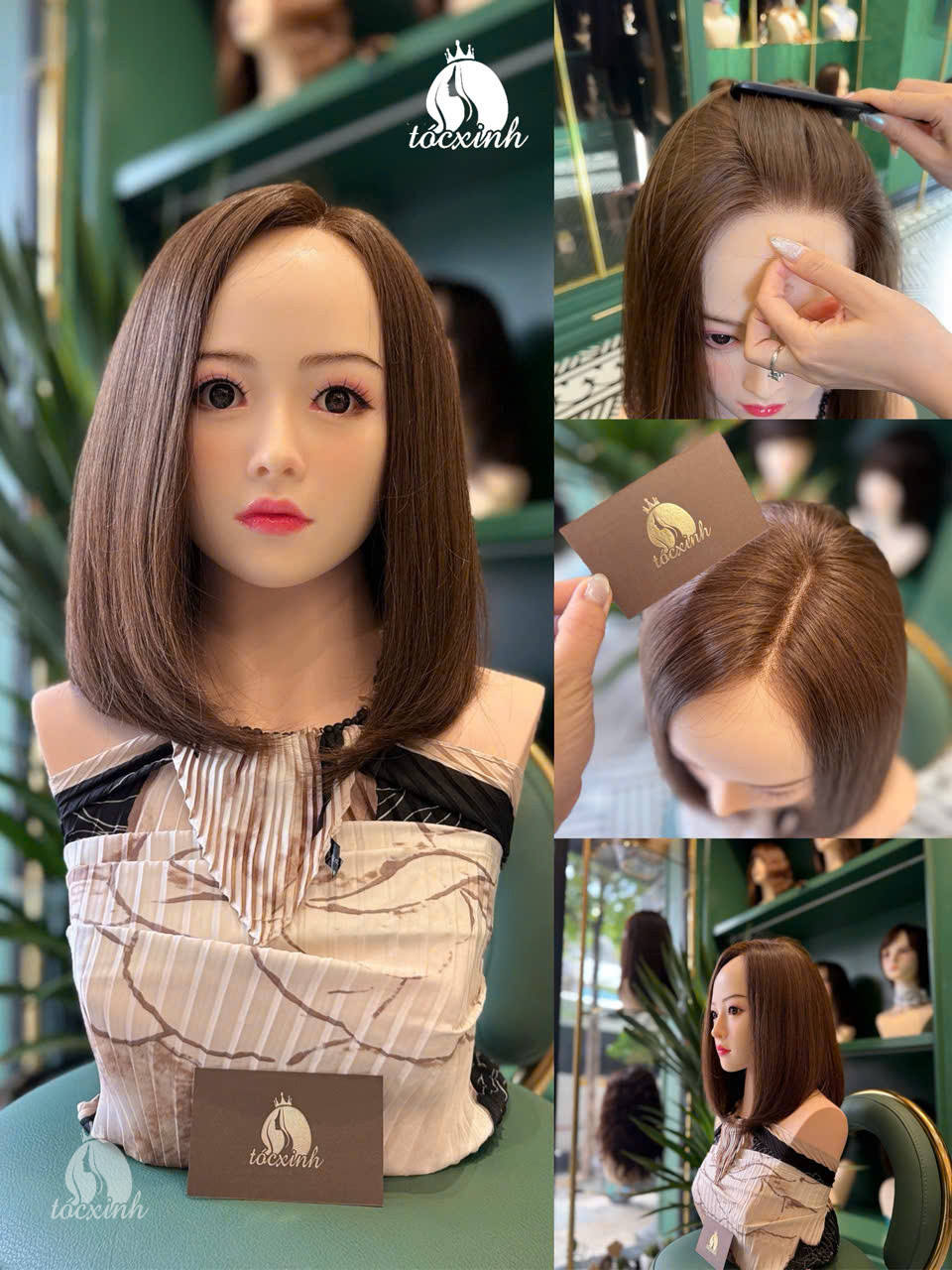 Tóc giả nguyên đầu dài 15 Tóc nguyên đầu film lace