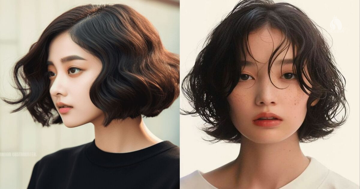 Tóc bob uốn cụp chữ C