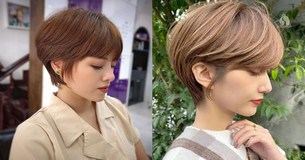 Tóc kiểu tém uốn phồng tỉa ôm gáy