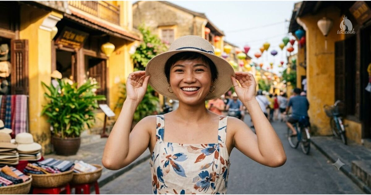 Tóc tém rất thích hợp để đội mũ