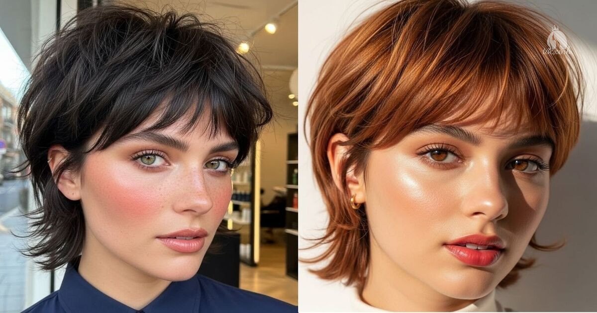 Tóc tém mullet nữ cho tóc dày