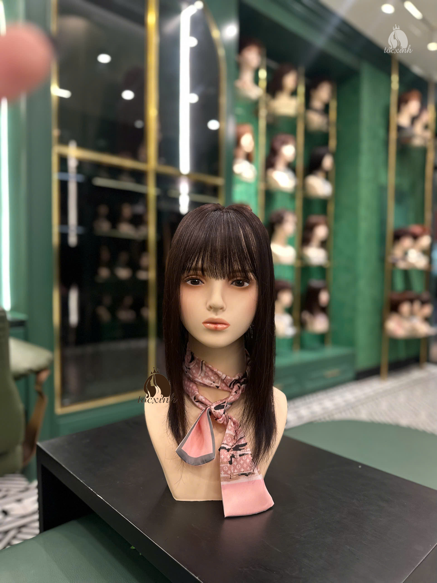 Tóc mái che hói 3D30cm cắt mái tóc giả làm bằng tóc thật 13 Tóc mái