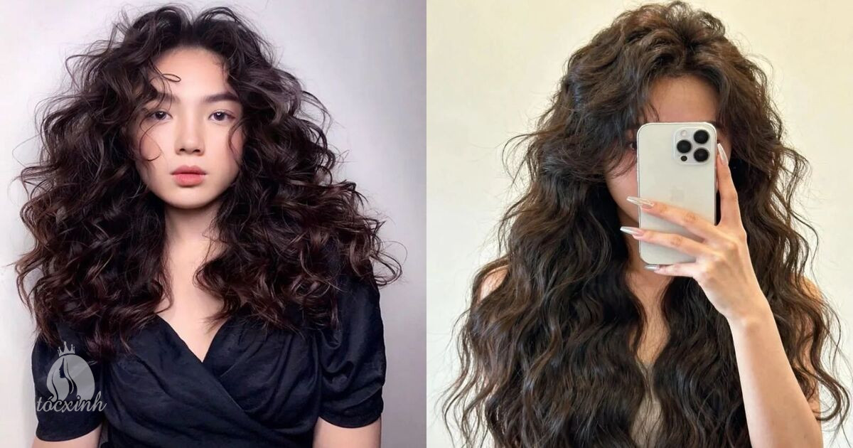 Tóc uốn xoăn xù mì bồng bềnh
