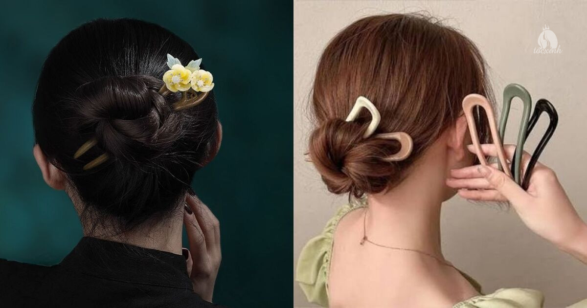15+ Cách búi tóc bằng trâm cài đẹp, đơn giản cho nàng tóc ngắn và dài 21 Búi gập củ tỏi thấp bằng trâm chữ U