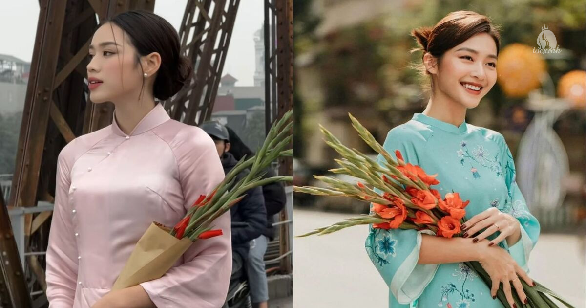 25+ Cách búi tóc mặc áo dài đẹp, trẻ trung, dễ làm dịp Tết, kỷ yếu 34 Búi gập giấu đuôi mặc áo dài