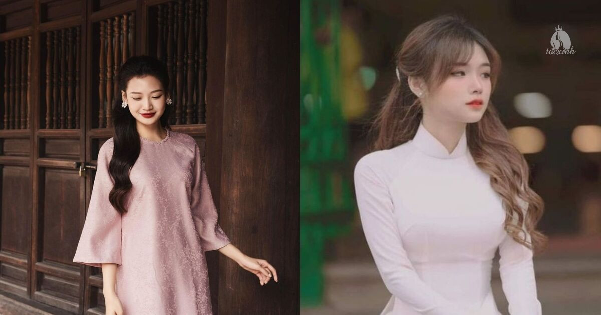 25+ Cách búi tóc mặc áo dài đẹp, trẻ trung, dễ làm dịp Tết, kỷ yếu 43 Búi nửa đầu củ tỏi