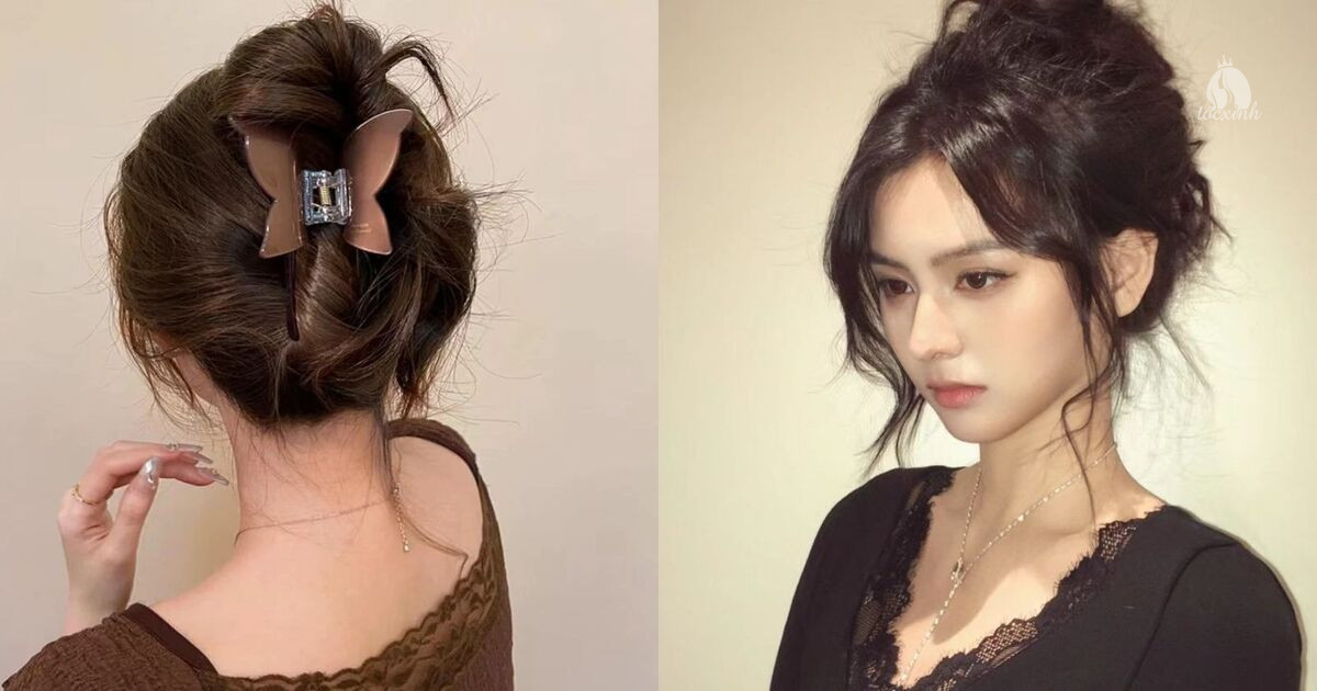 Búi tóc cao bằng kẹp càng cua