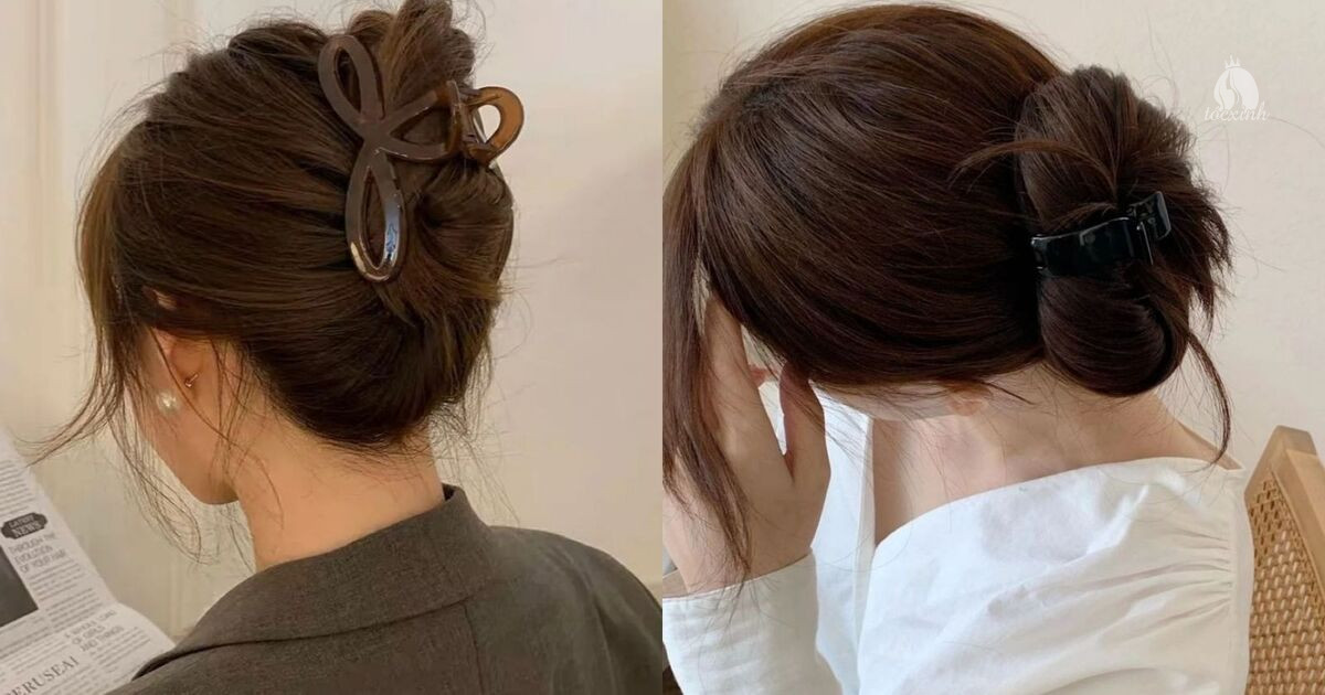 Búi tóc rối tự nhiên bằng kẹp càng cua