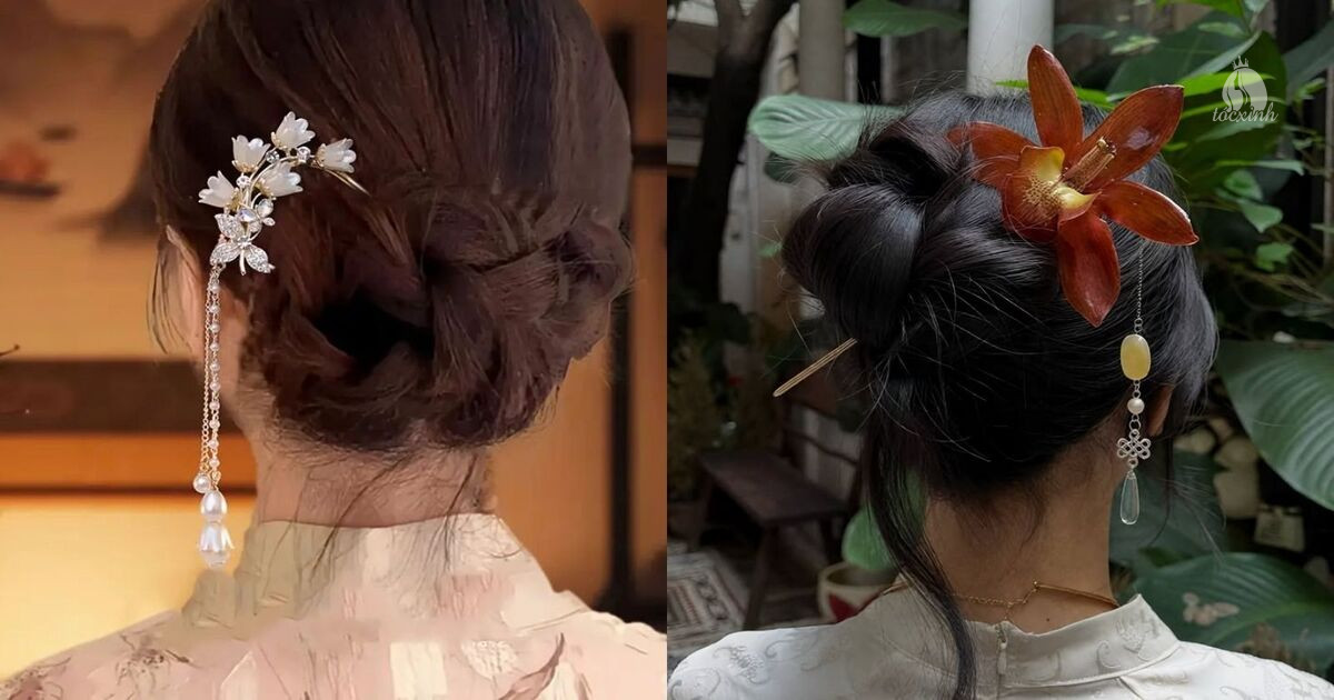 15+ Cách búi tóc bằng trâm cài đẹp, đơn giản cho nàng tóc ngắn và dài 28 Búi tóc thấp kiểu Hàn Quốc bằng trâm hoa