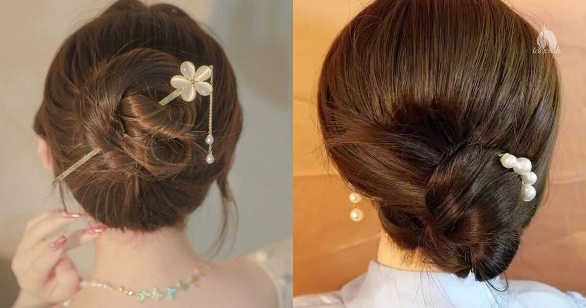 15+ Cách búi tóc bằng trâm cài đẹp, đơn giản cho nàng tóc ngắn và dài 24 Búi tóc thấp kiểu Pháp bằng trâm cài