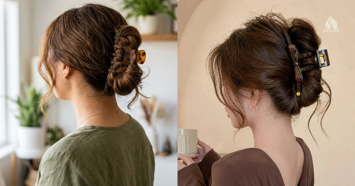 Cách búi tóc bằng kẹp 5 răng