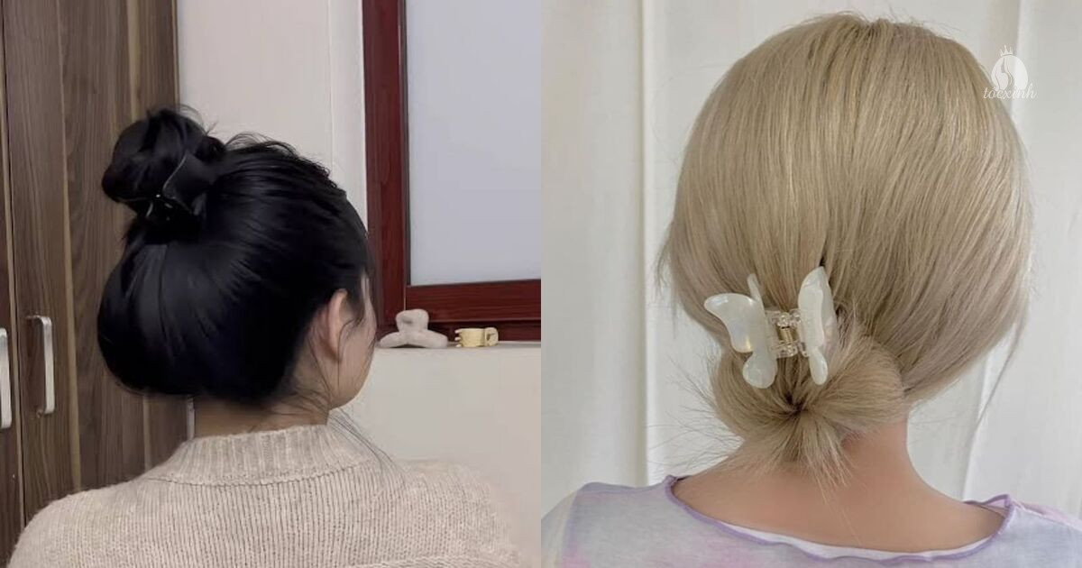Cách búi tóc bằng kẹp càng cua nhỏ