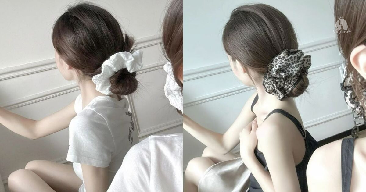 Cách búi tóc củ tỏi bằng dây thun