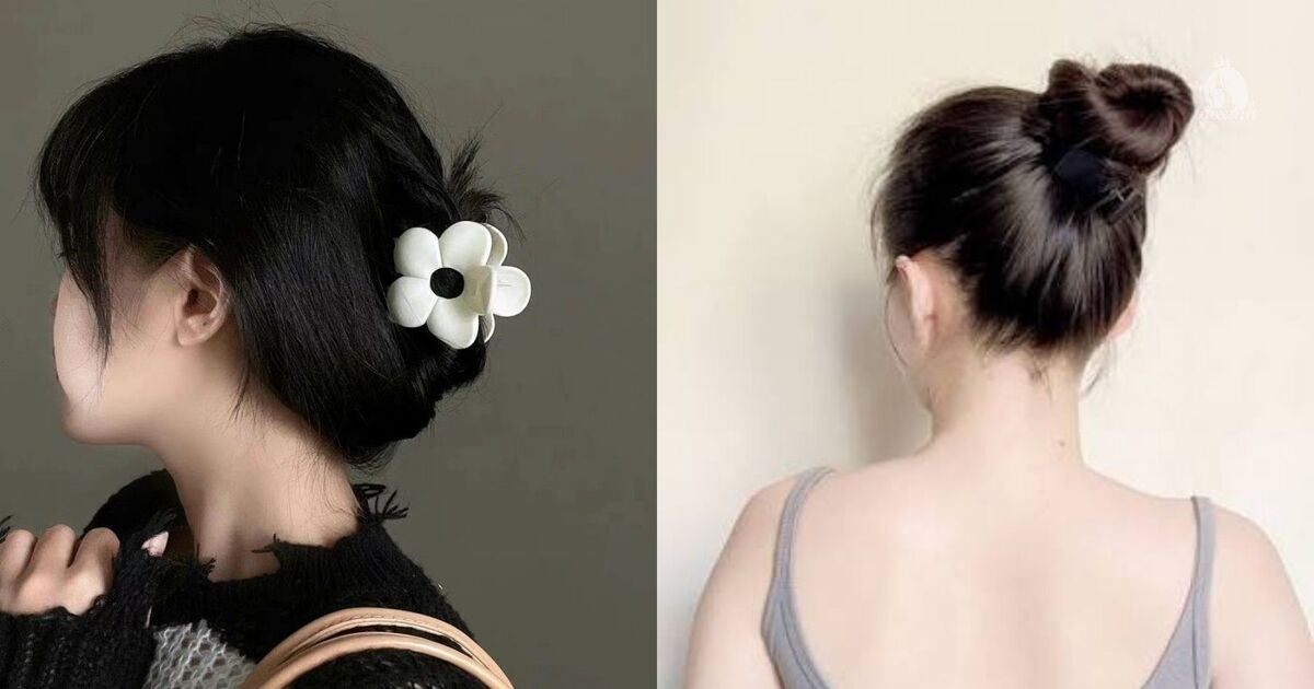 Cách búi tóc củ tỏi bằng kẹp càng cua