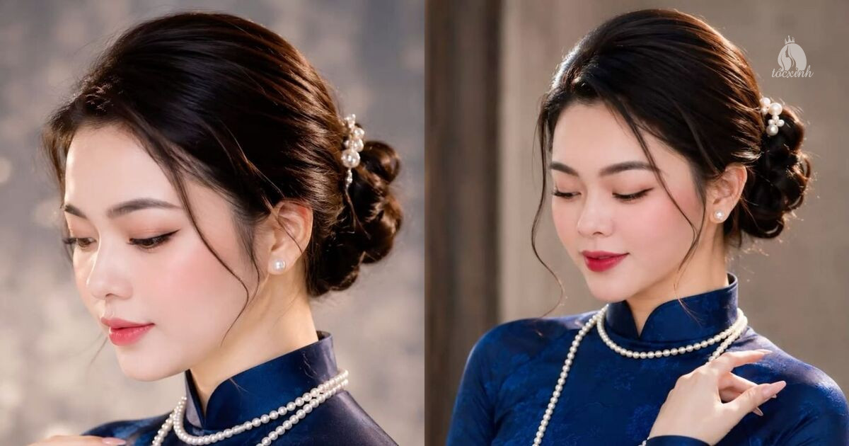 25+ Cách búi tóc mặc áo dài đẹp, trẻ trung, dễ làm dịp Tết, kỷ yếu 45 Cách búi tóc lỡ ngang vai mặc áo dài
