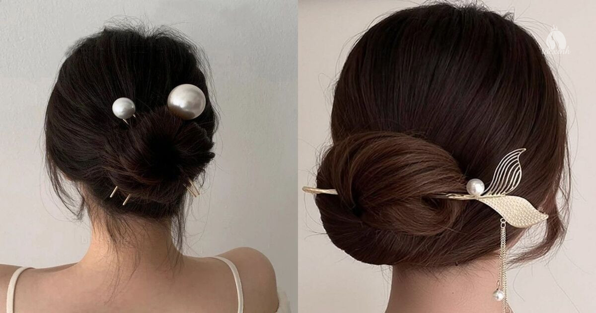 15+ Cách búi tóc bằng trâm cài đẹp, đơn giản cho nàng tóc ngắn và dài 30 Kiểu búi tóc kết hợp trâm ngọc trai