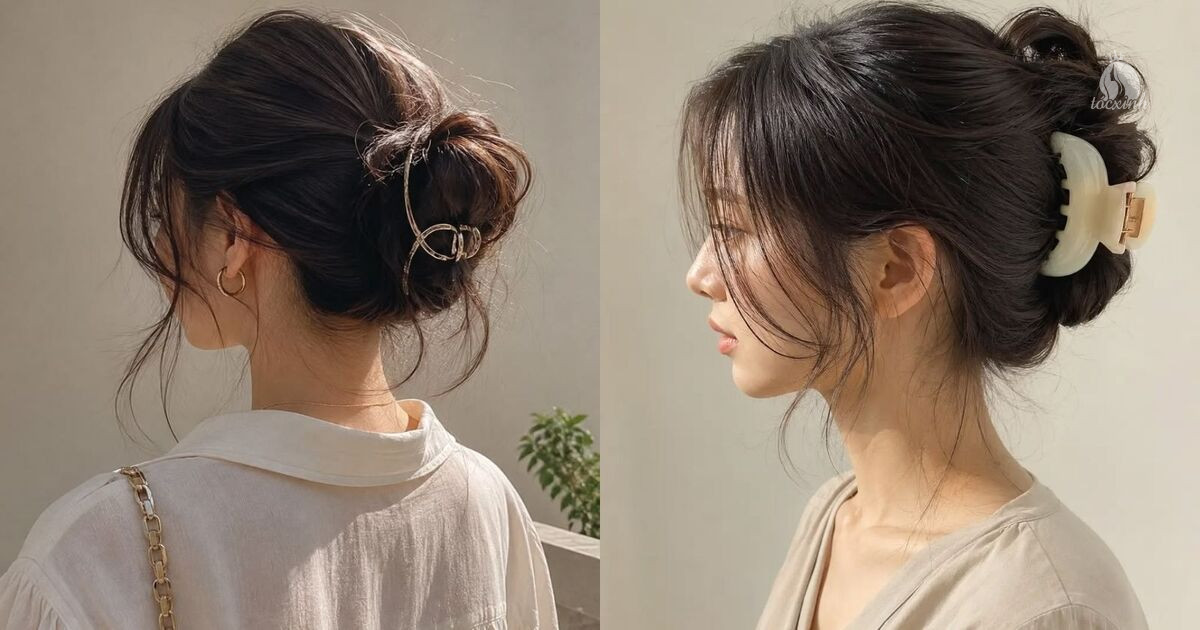 Kiểu tóc búi mái bay kẹp càng cua