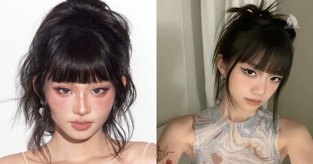 20+ kiểu tóc búi Hàn Quốc đẹp cho nàng đi học, đi làm và dự tiệc 45 Tóc búi cao mái bằng
