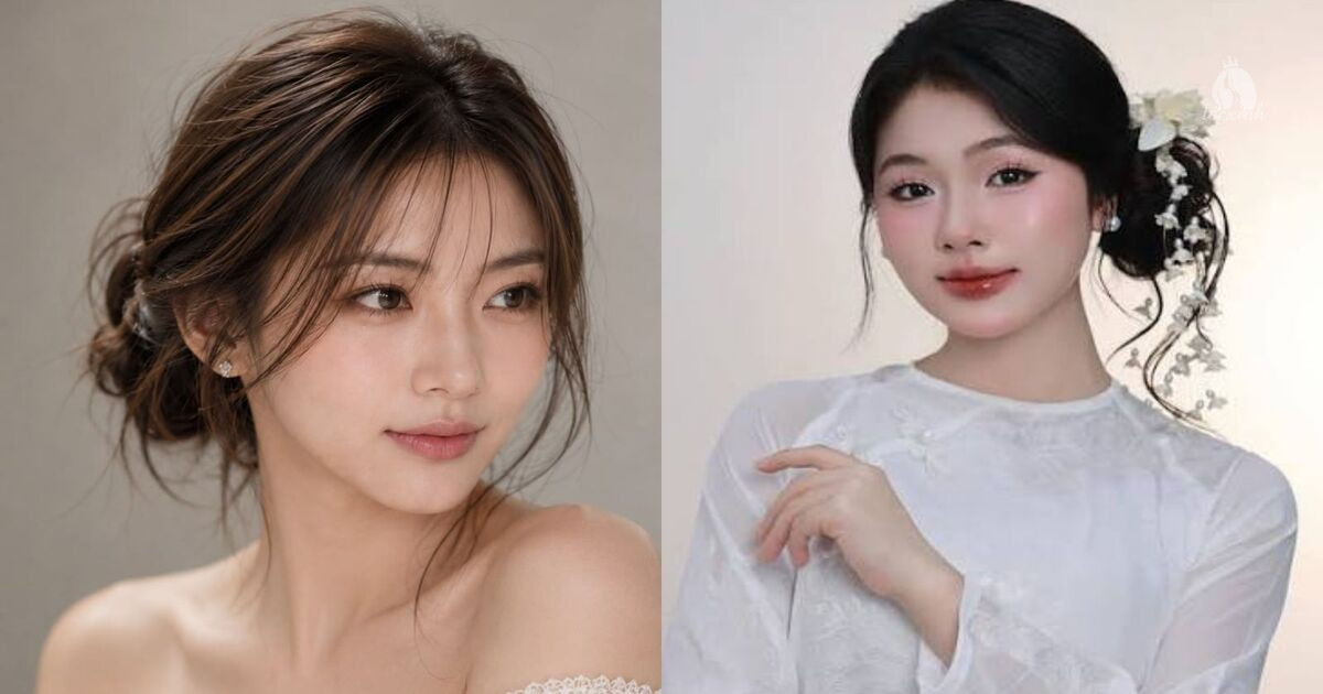 Tóc búi lệch bên thấp phong cách Hàn Quốc