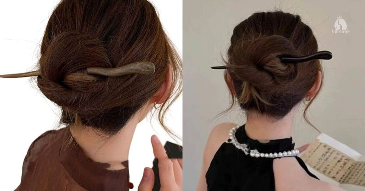 15+ Cách búi tóc bằng trâm cài đẹp, đơn giản cho nàng tóc ngắn và dài 35 Tóc búi lỏng style gái Nhật cài trâm gỗ