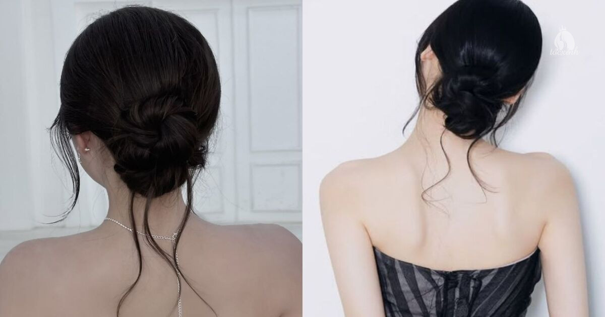 15+ Cách búi tóc không bị già, vừa trẻ trung vừa dễ làm tại nhà 27 Tóc búi thấp kiểu Pháp
