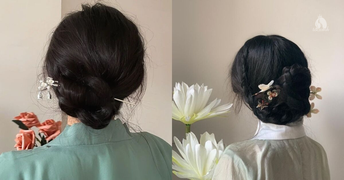 Tóc búi Trung Hoa cao cài trâm