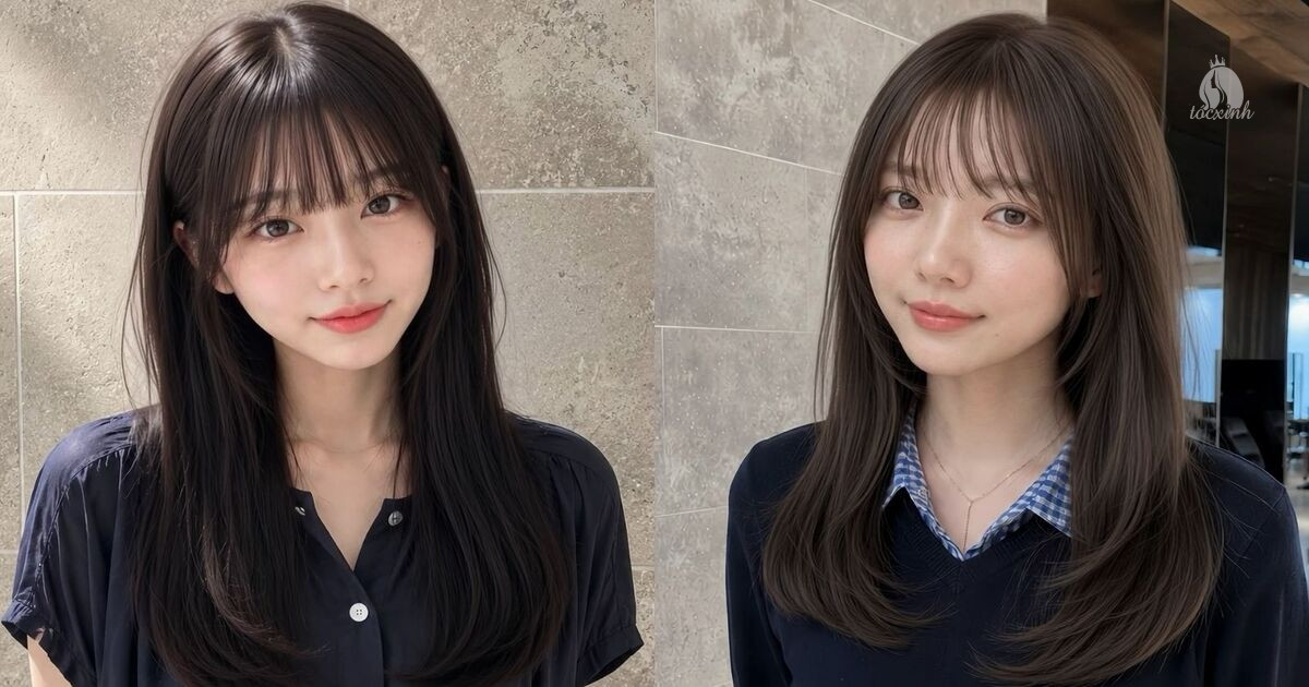 Top 15+ kiểu mái Pháp cho mặt tròn đẹp, xóa mặt nọng tức thì 30 Tóc dài thẳng tự nhiên mái pháp cho mặt tròn