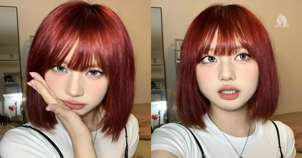 Top 22+ kiểu tóc ngắn nữ đẹp, cá tính chuẩn trend 2026 cho nàng 44 Tóc ngắn nữ nhuộm đỏ rượu vang