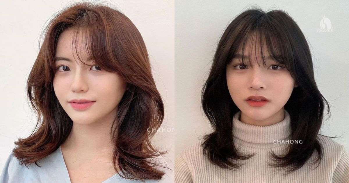 Top 22+ kiểu tóc ngang vai đẹp, trẻ trung giúp nàng xinh đẹp hơn 41 Tóc ngang vai uốn xoăn kết hợp mái Pháp